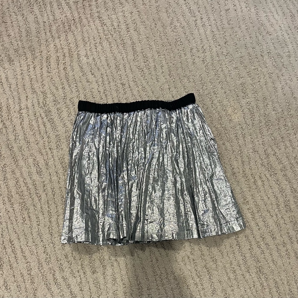 BONPOINT Girl Silver pleated Metallic Skirt 12